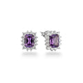 NAGPAL JEWELLERS The Azure Peak Drops, rectangular purple amethyst studs surrounded by small clear crystals, made of 92.5 silver.