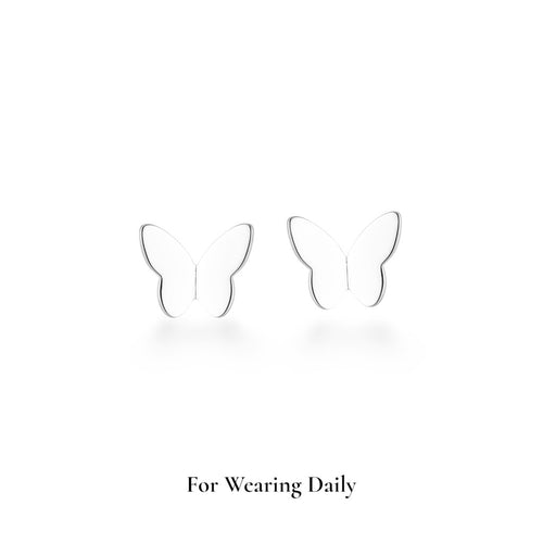 NAGPAL JEWELLERS Imperial Butterfly-Bar Chandelier Studs in 92.5 silver. Delicate butterfly design.