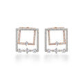 NAGPAL JEWELLERS Dual-Tone Infinity Frames earrings, crafted from 92.5 silver with rose gold accents and cubic zirconia.