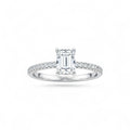 NAGPAL JEWELLERS silver ring with emerald cut diamond and pave band, size 14