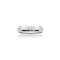 NAGPAL JEWELLERS The Essence Signet men's white gold ring with a central diamond and two smaller side diamonds.