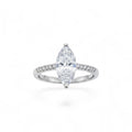NAGPAL JEWELLERS The Grace Solitaire ring with a large marquise-cut clear stone and small stones on the band, size 15.