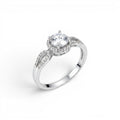 NAGPAL JEWELLERS The Graceful Halo-Split ring with a large center stone and diamond-accented band, size 15.