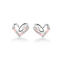 NAGPAL JEWELLERS heart-shaped earrings with pink enamel, pearls, and small diamonds. 92.5 silver.