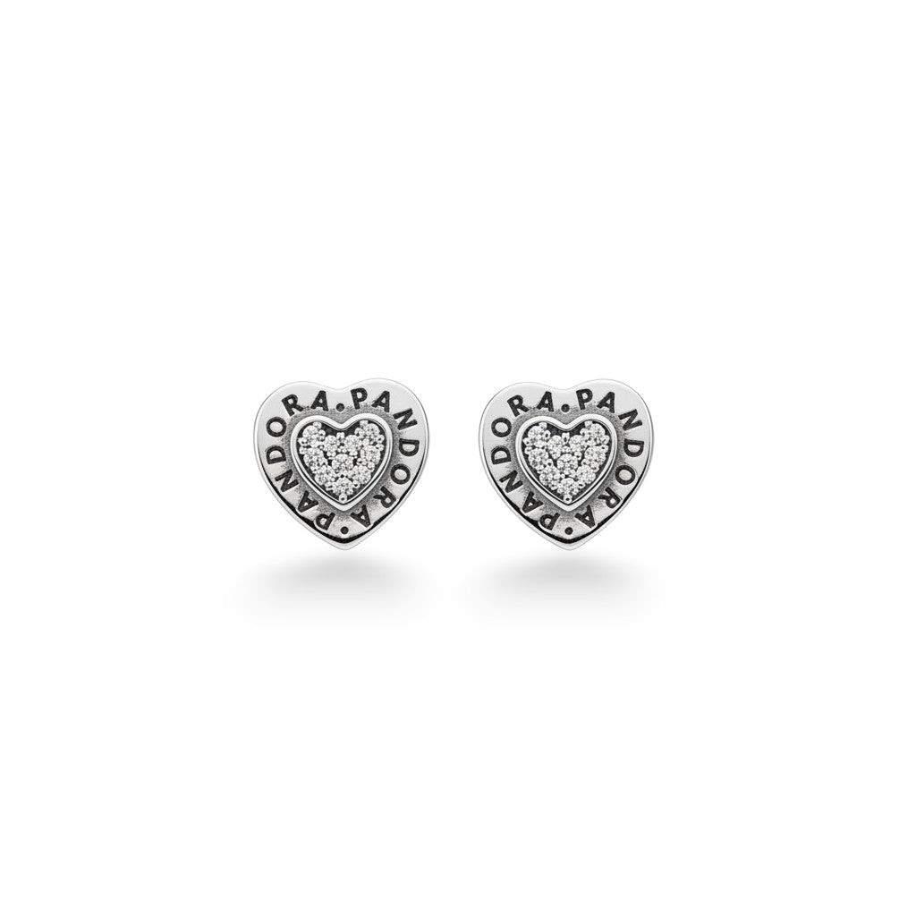 NAGPAL JEWELLERS Glittering Papillon heart stud earrings in 92.5 silver with pave set cubic zirconia.