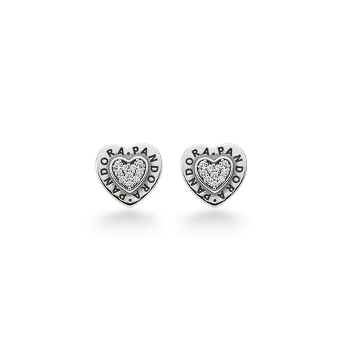 NAGPAL JEWELLERS Glittering Papillon heart stud earrings in 92.5 silver with pave set cubic zirconia.