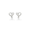 NAGPAL JEWELLERS Ethereal Heart Studs crafted from 92.5 silver with sparkling cubic zirconia accents.