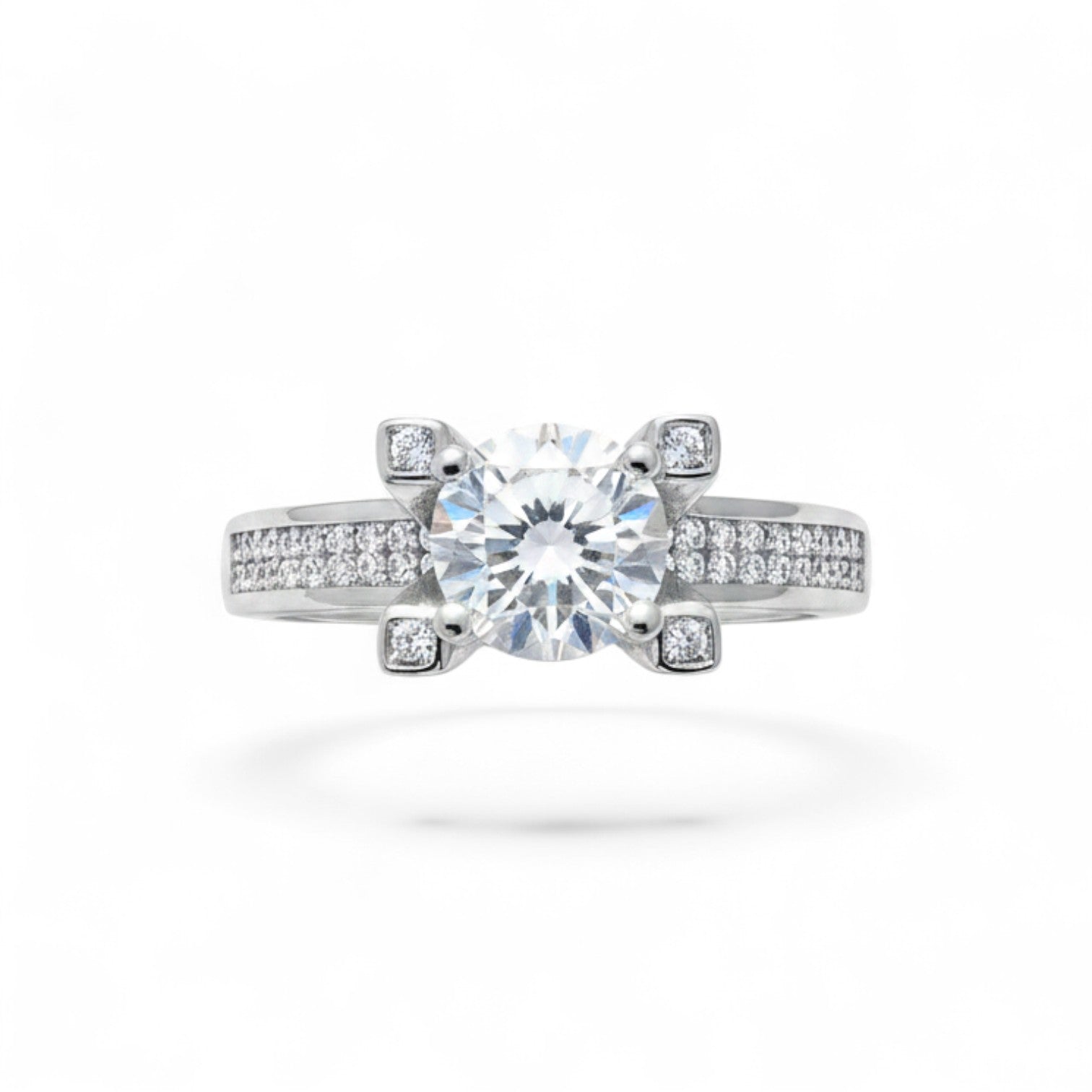 NAGPAL JEWELLERS Imperial Gala Ring with a large central diamond and smaller stones on the band, size 17.