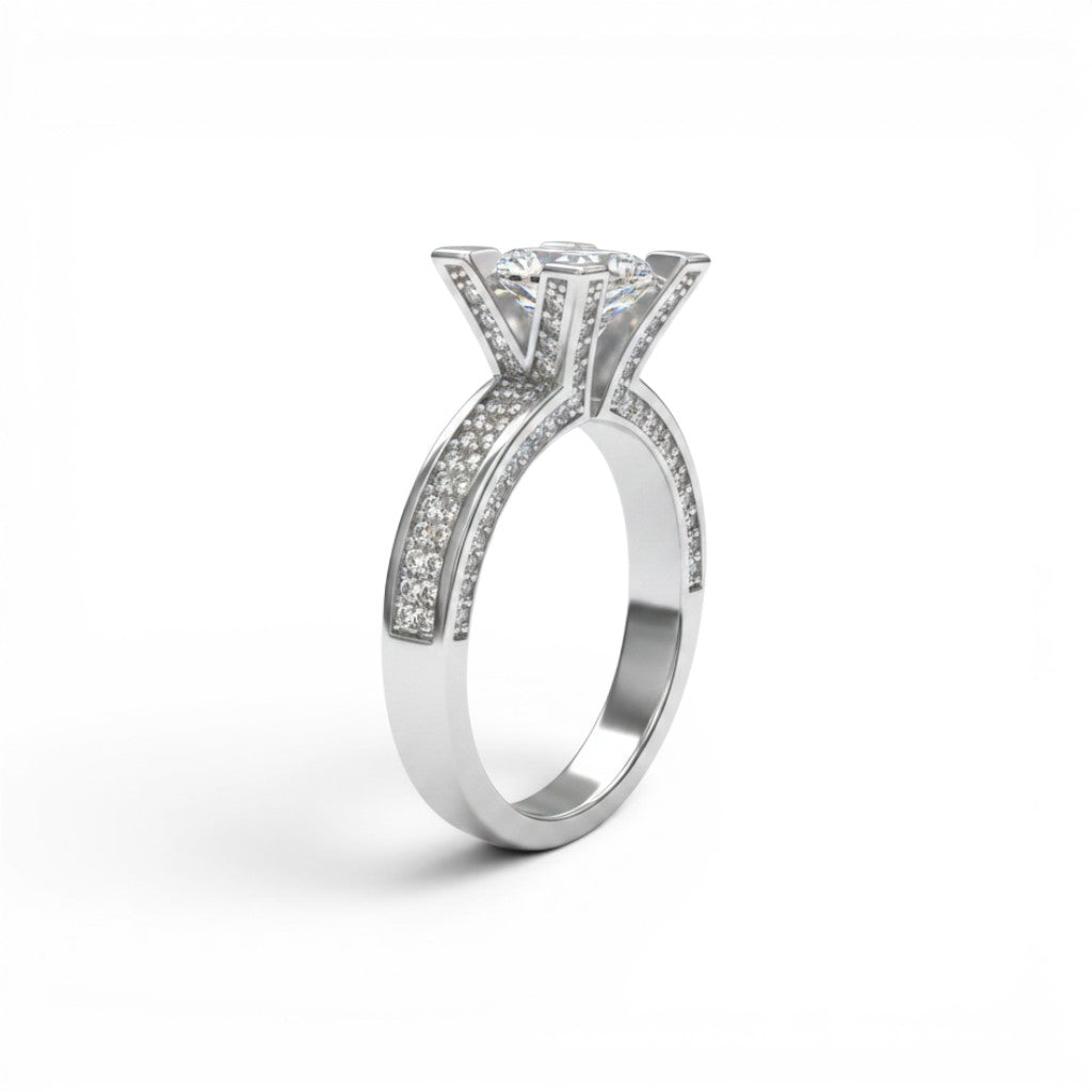 NAGPAL JEWELLERS Imperial Gala Ring, size 17, with a large square-cut diamond and pave-set stones on the band.