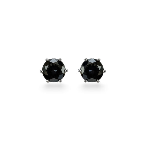 NAGPAL JEWELLERS Infinite Eclipse Round Studs, black gemstone, 92.5 silver, classic prong setting.