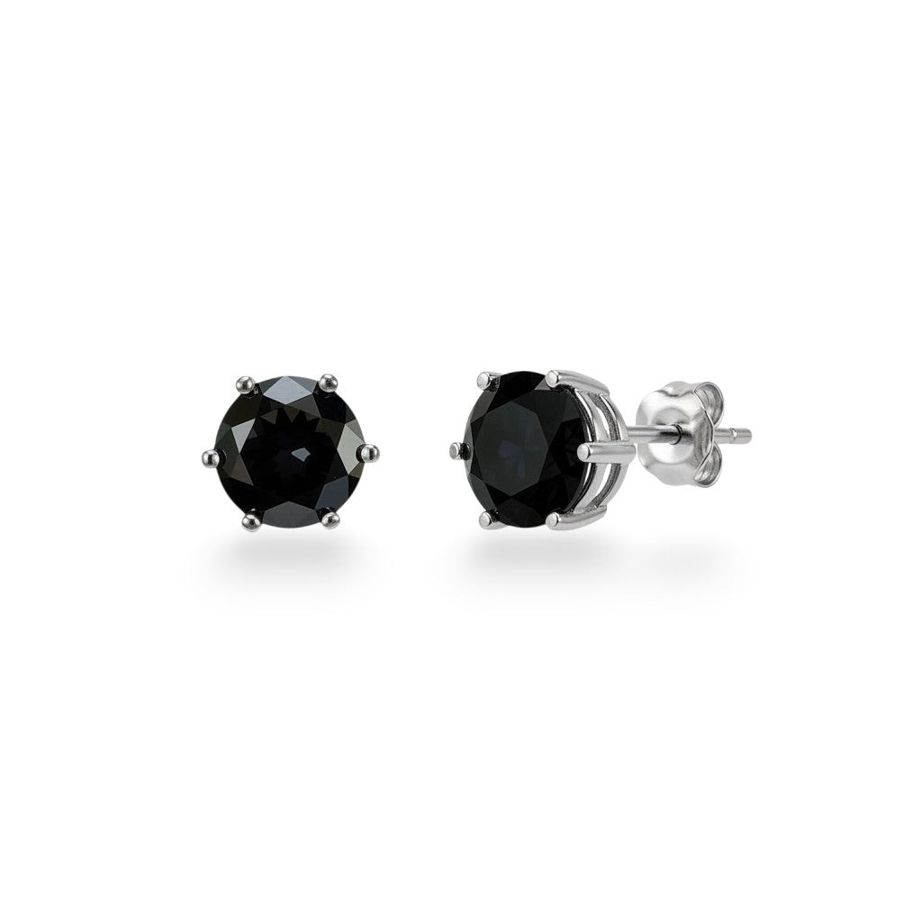 NAGPAL JEWELLERS Infinite Eclipse Round Studs, black gemstone earrings in 92.5 silver.