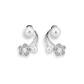 NAGPAL JEWELLERS Iridescent Flora Arcs earrings with pearls and floral accents, made of 92.5 silver.