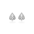 NAGPAL JEWELLERS Sterling Leafy Aura Studs, 92.5 silver earrings with pave-set cubic zirconia in a teardrop shape.