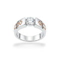 NAGPAL JEWELLERS silver ring with a clear stone and linear motif design, size 16.