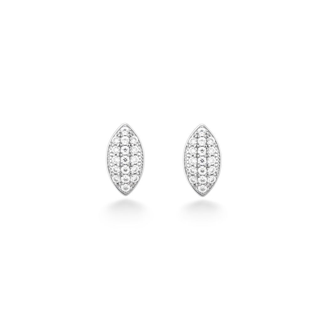 NAGPAL JEWELLERS Sterling Marquise Muse earrings with pave set cubic zirconia in 92.5 silver.