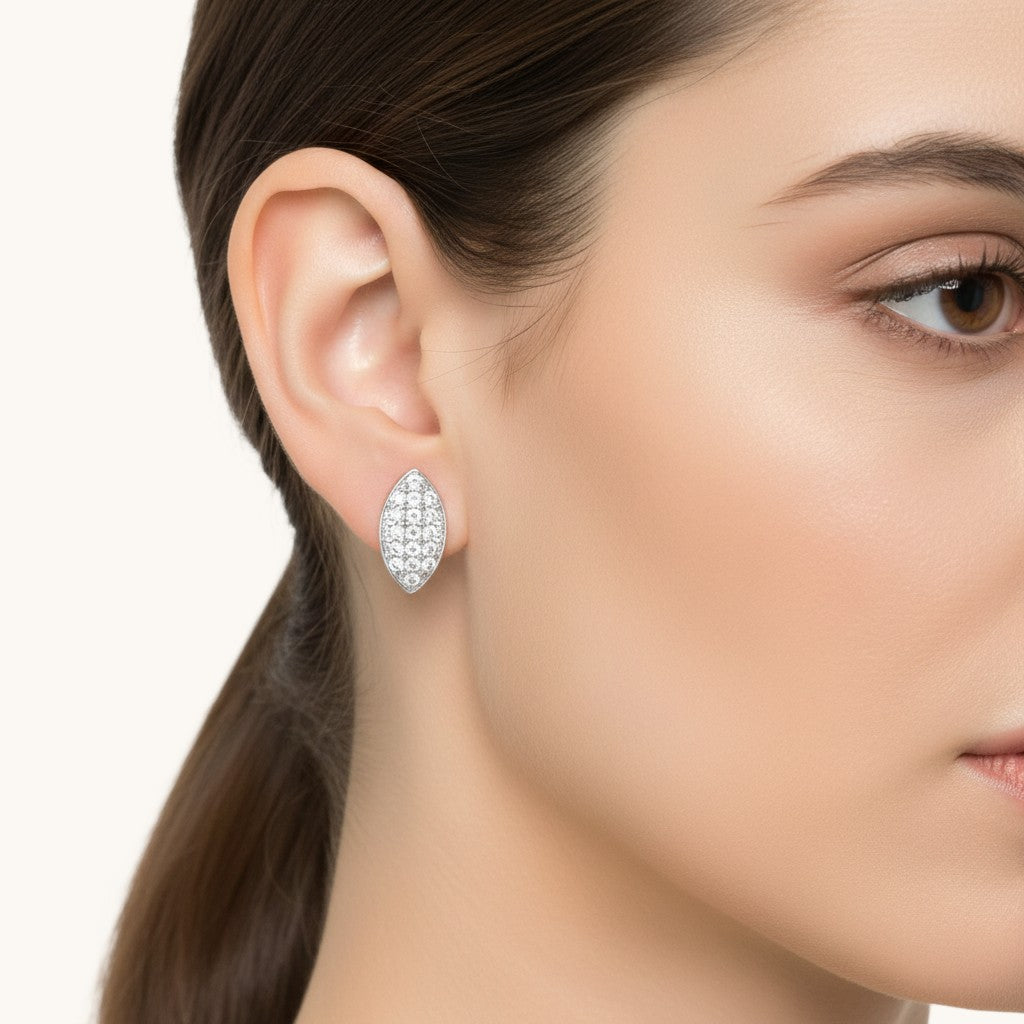 NAGPAL JEWELLERS Sterling Marquise Muse marquise-shaped earrings with pave-set cubic zirconia in 92.5 silver.