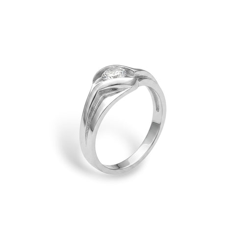 NAGPAL JEWELLERS Classic Solitaire Men's Band, silver-tone metal, size 21, with a single clear stone.