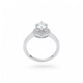NAGPAL JEWELLERS The Orbit Rise ring, size 12, featuring a central round-cut cubic zirconia surrounded by a halo of smaller stones.