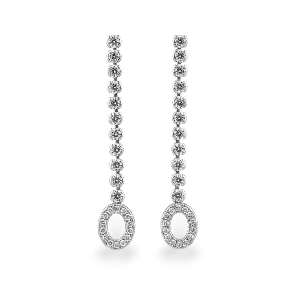 NAGPAL JEWELLERS Oval Orbit Drops earrings made of 92.5 silver with clear cubic zirconia.