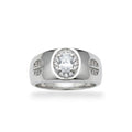 NAGPAL JEWELLERS men's silver ring with oval solitaire and small accent stones, size 20.