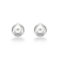 NAGPAL JEWELLERS Imperial Pearl-Crested stud earrings in 92.5 silver with small diamonds.