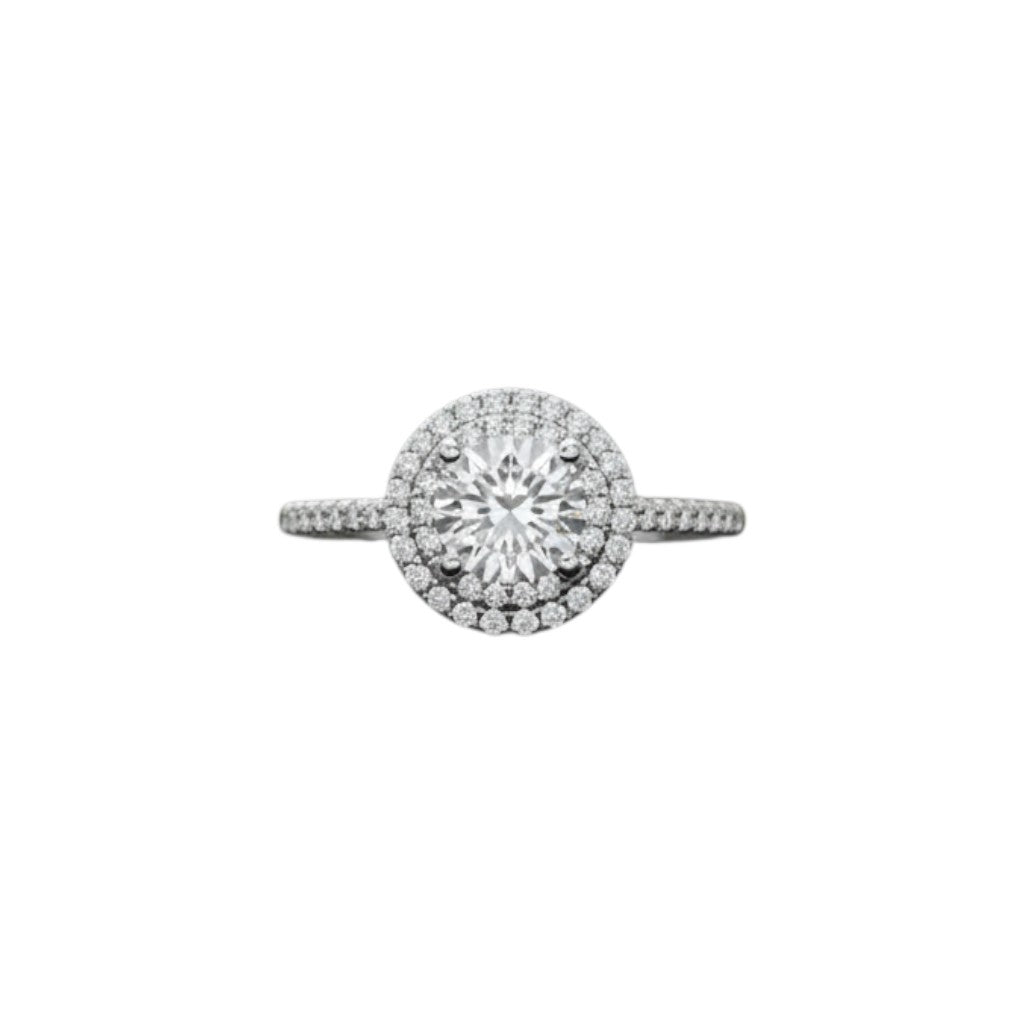 NAGPAL JEWELLERS The Regal Glow diamond halo engagement ring in white gold, size 12.