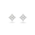 NAGPAL JEWELLERS Royal Petal Rhombus earrings in 92.5 silver with white enamel and cubic zirconia.