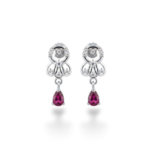 NAGPAL JEWELLERS Imperial Ruby-Pink Infinite Drops earrings feature 92.5 silver with ruby-pink teardrop gems and clear accent stones.