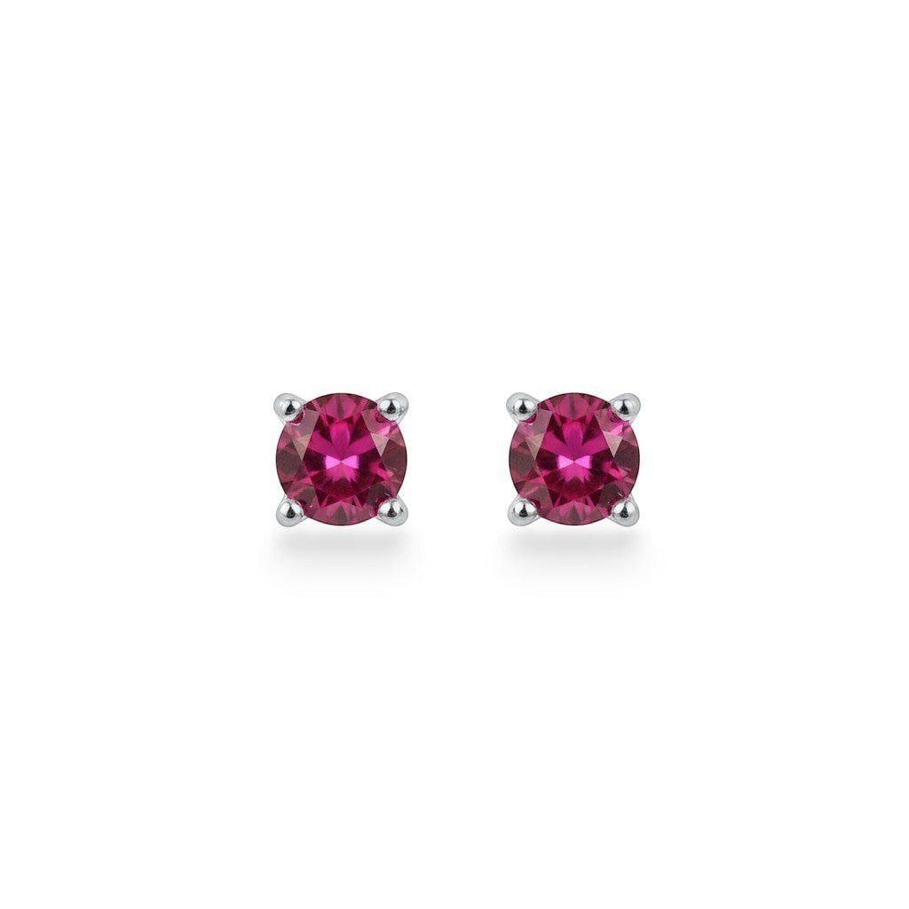 NAGPAL JEWELLERS Imperial Ruby-Tint Tops, 92.5 silver stud earrings with round, vibrant ruby-red stones.