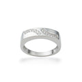 NAGPAL JEWELLERS The Serpentine Curve Band ring size 17, silver with pave set diamonds in a wave design.