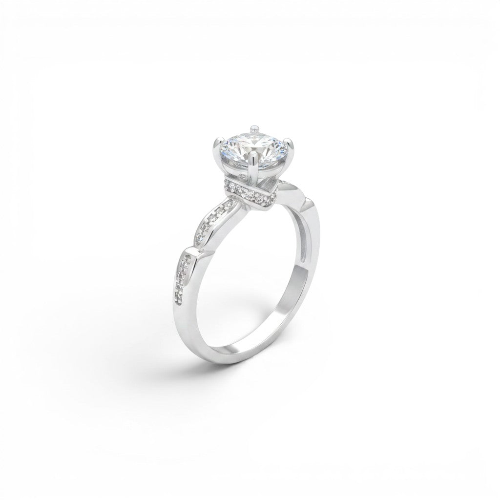 NAGPAL JEWELLERS Serpentine Sparkle ring with a large center stone and small accent stones on the band. Ring size 17.