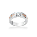 NAGPAL JEWELLERS silver ring with a central clear stone and arrow details on the band, size 22.