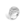 NAGPAL JEWELLERS silver rotating Audi ring for men, size 25, with diamond accents and ribbed band.
