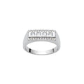 NAGPAL JEWELLERS silver ring with four square-cut stones and pave detailing, size 21.