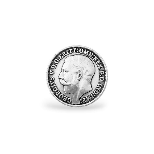 NAGPAL JEWELLERS silver coin ring featuring King George V profile and "GEORGIVS V D.G.BRITT:OMN:REX F.D.IND:IMP:" inscription.