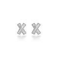 NAGPAL JEWELLERS silver X-shaped earrings with pave set cubic zirconia stones. Perfect for gifting.