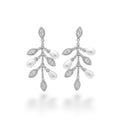 NAGPAL JEWELLERS Moonlit Petal Earrings, 92.5 silver drop earrings with pearl and crystal accents in a floral design.
