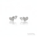 NAGPAL JEWELLERS sterling silver double heart stud earrings with pave set cubic zirconia.