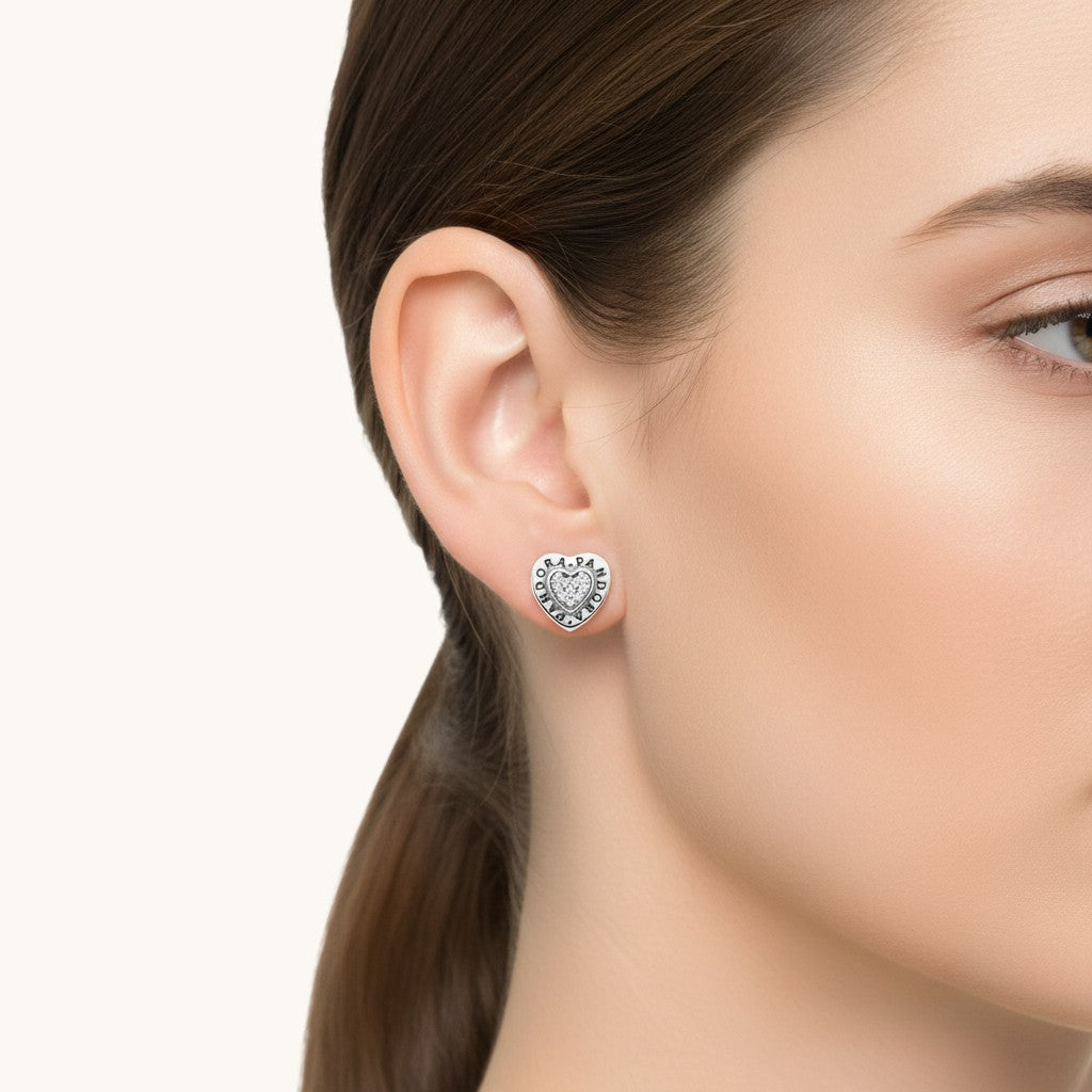 NAGPAL JEWELLERS Glittering Papillon Drops heart-shaped stud earrings in 92.5 silver with pave set cubic zirconia.