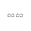 NAGPAL JEWELLERS Sleek Icicle Studs, 92.5 silver infinity symbol earrings with small clear stones.