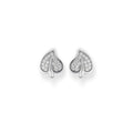 NAGPAL JEWELLERS Dew-Drop Foliage Studs: heart-shaped silver earrings with pave-set cubic zirconia.