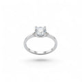 NAGPAL JEWELLERS Serene Solitaire ring in silver with a clear round-cut diamond, size 12.