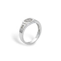 NAGPAL JEWELLERS The Sovereign ring size 23, silver band with circular diamond-encrusted face and rectangular accents.