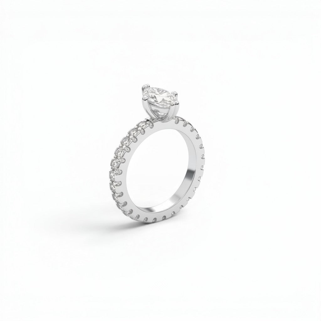NAGPAL JEWELLERS The Stardust Sleek ring with a marquise-cut diamond and pavé band, size 09.