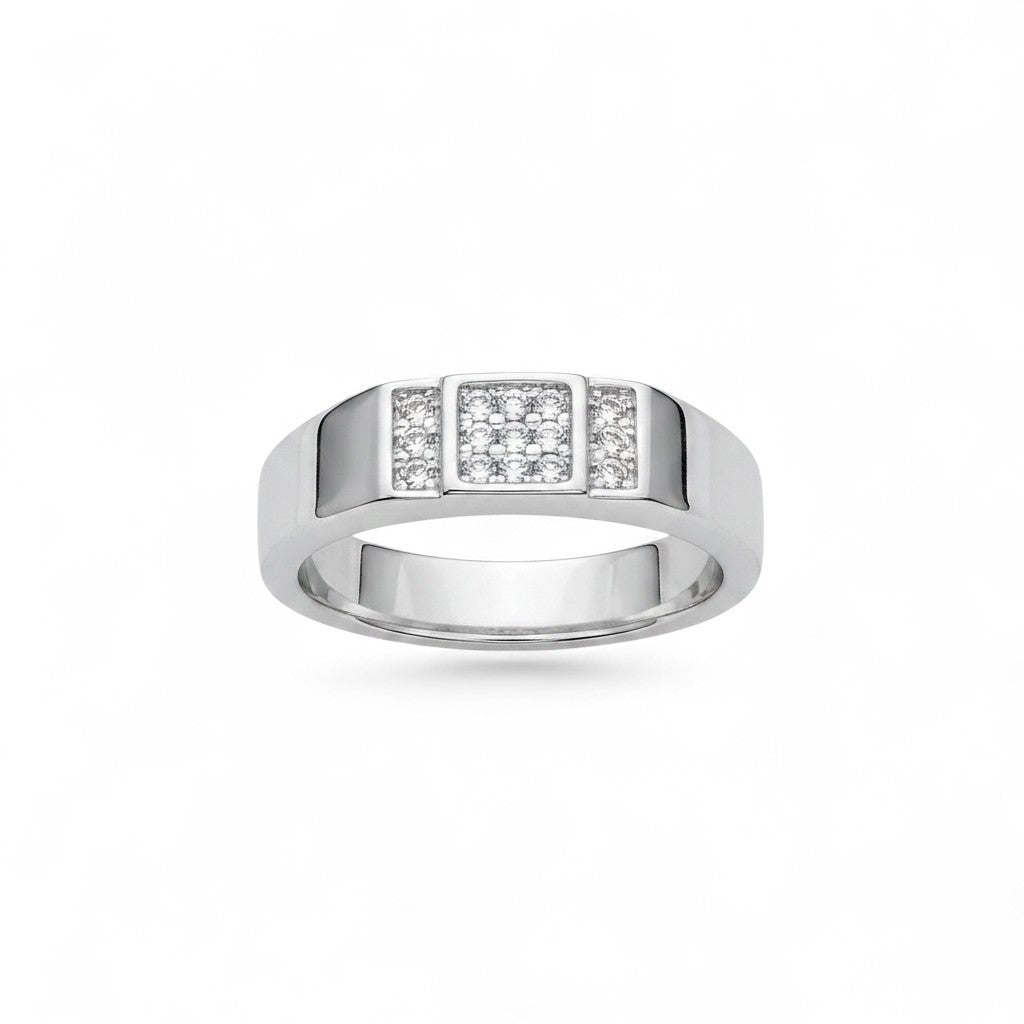 NAGPAL JEWELLERS The Sync Band silver ring with pave set diamonds, size 19