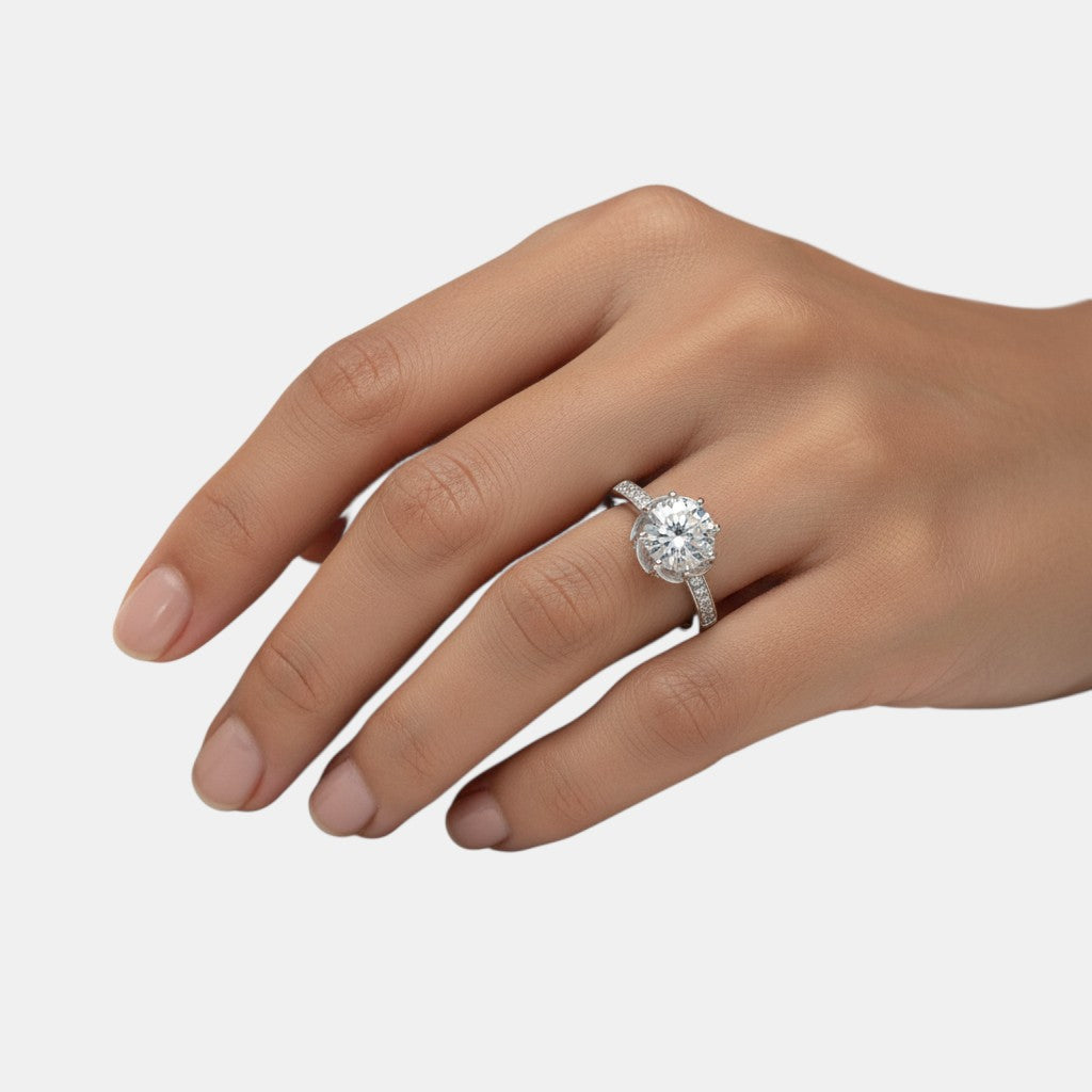 NAGPAL JEWELLERS The Icon diamond engagement ring in white gold with pave band, size 15.