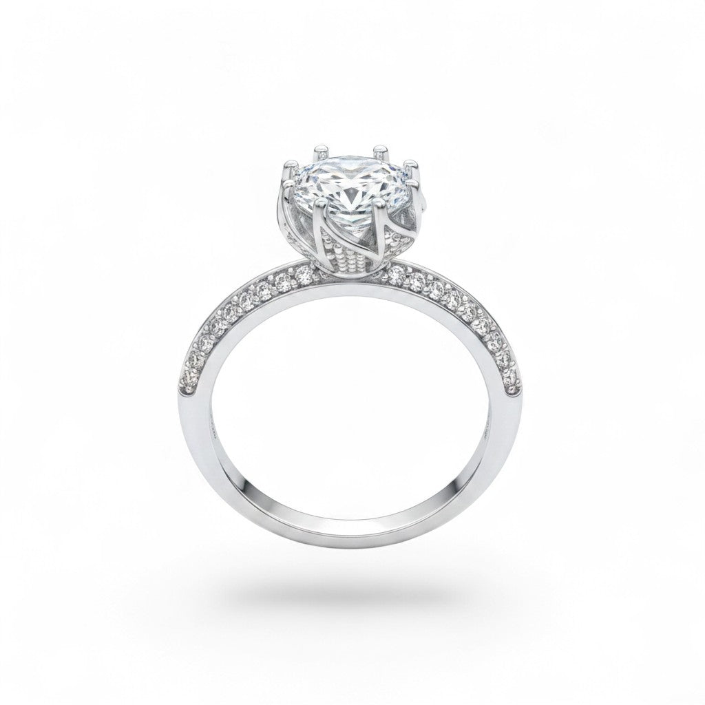 NAGPAL JEWELLERS The Icon ring with a large center stone and pave band, size 15.