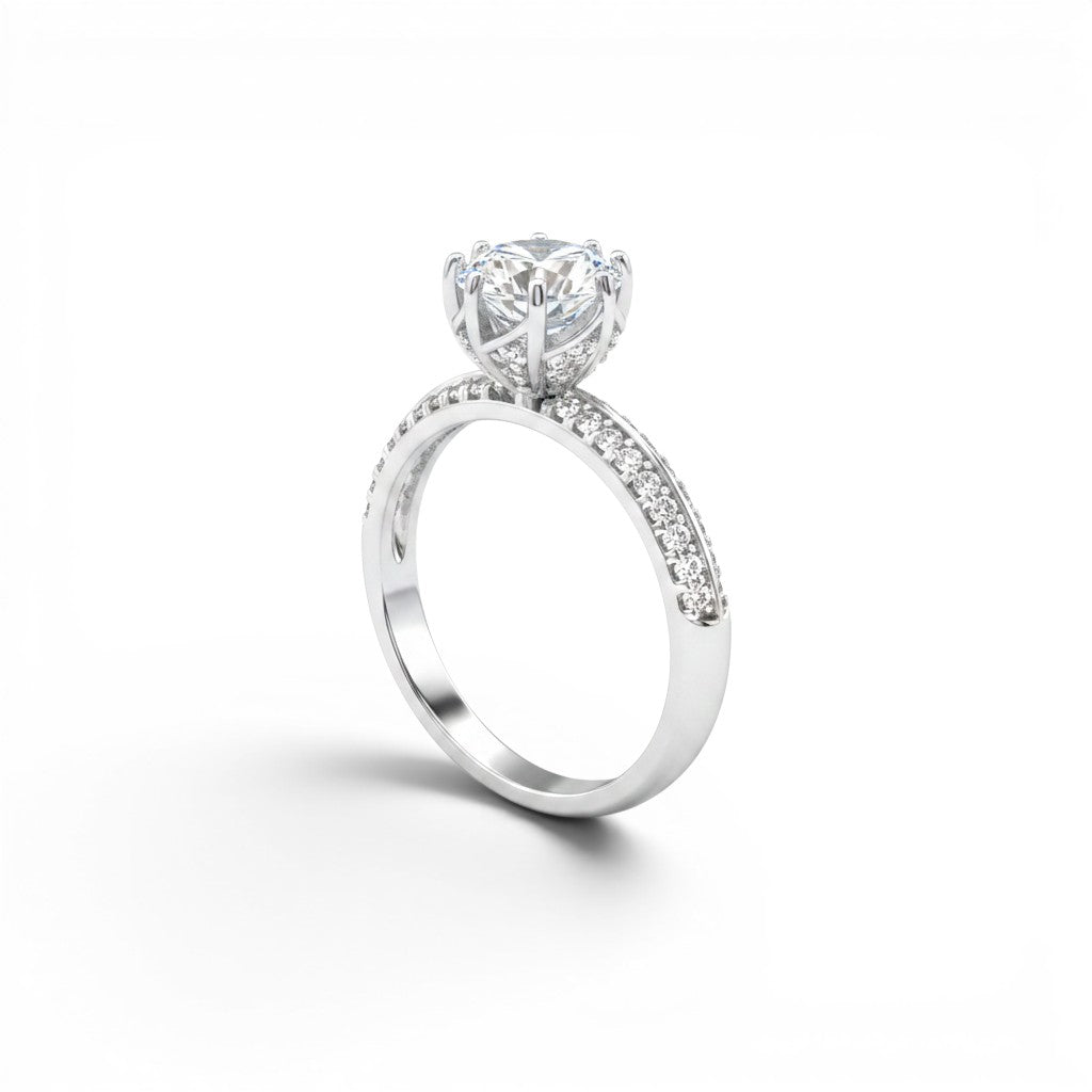 NAGPAL JEWELLERS The Icon ring with a large center stone and pave band, size 15.