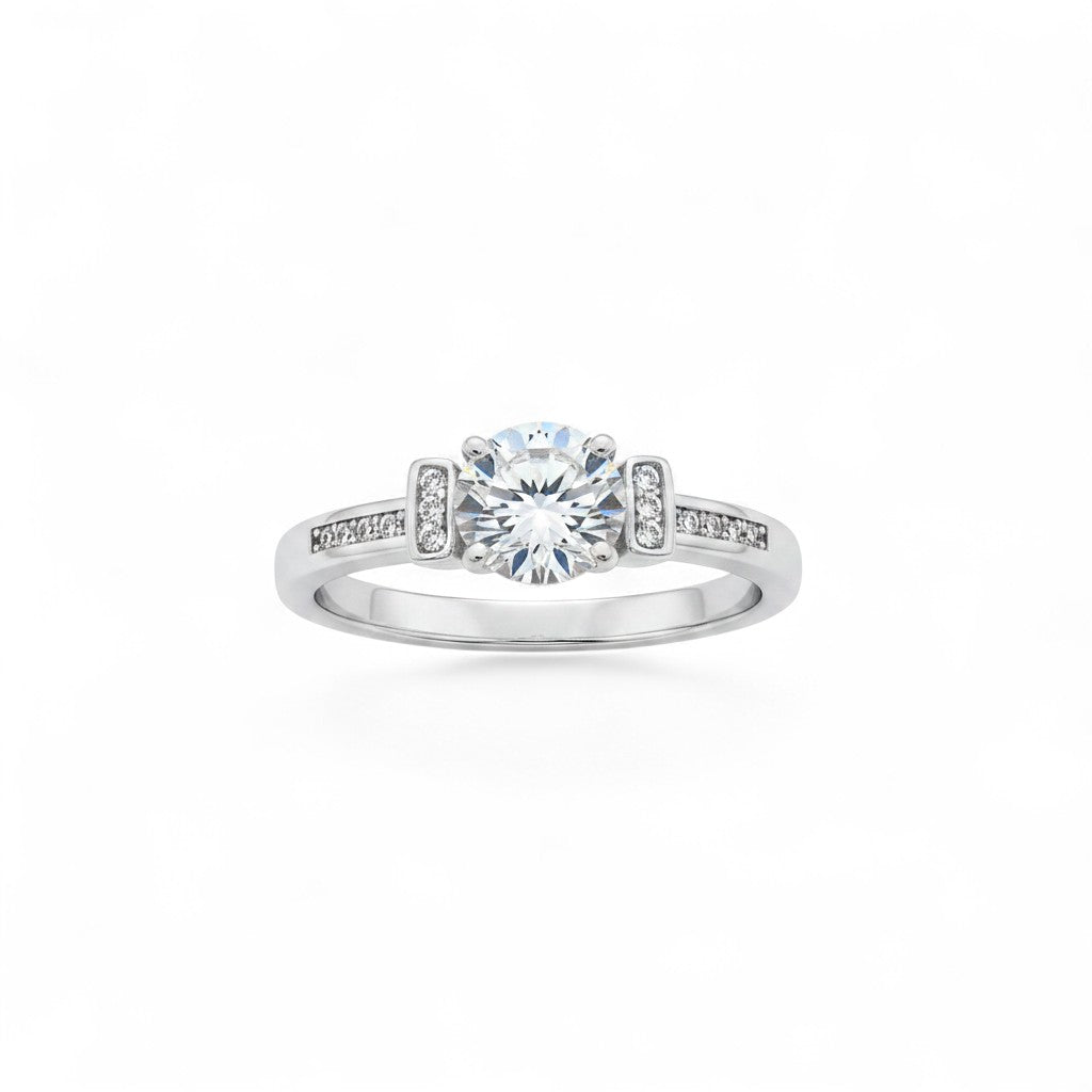 NAGPAL JEWELLERS Titan Glow ring size 14, featuring a large round-cut cubic zirconia center stone with smaller stones on the band.