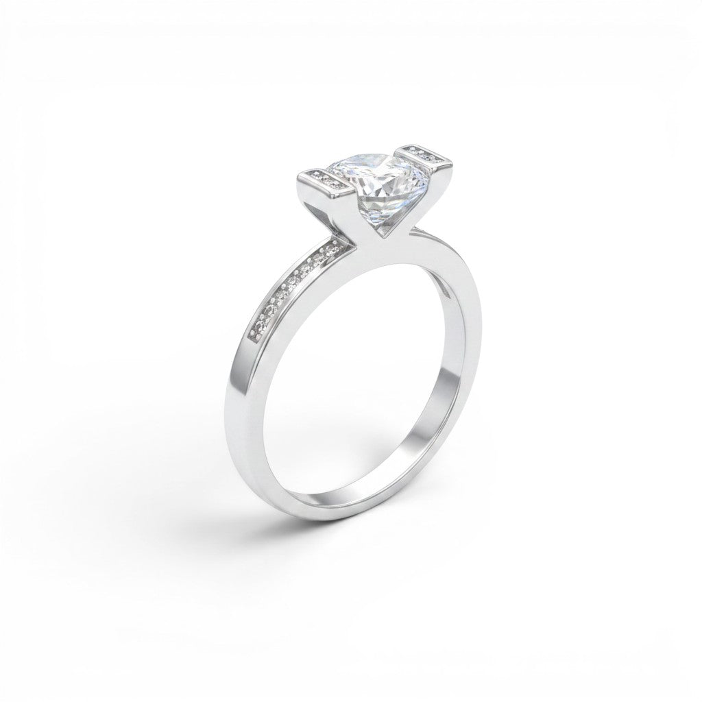 NAGPAL JEWELLERS Titan Glow ring with a large clear stone and small stones on the band, size 14.